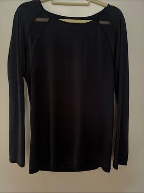lululemon athletica Black Long-Sleeve Mesh-Detail Athletic Top